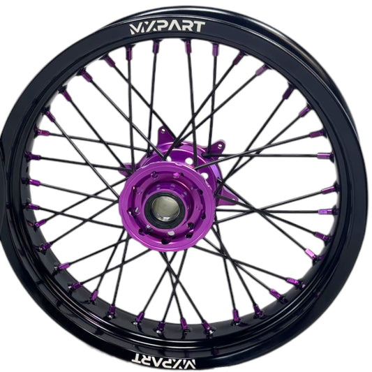 Jante avant Supermotard MXPART personnalisable avec cerclage alu et moyeu CNC usiné