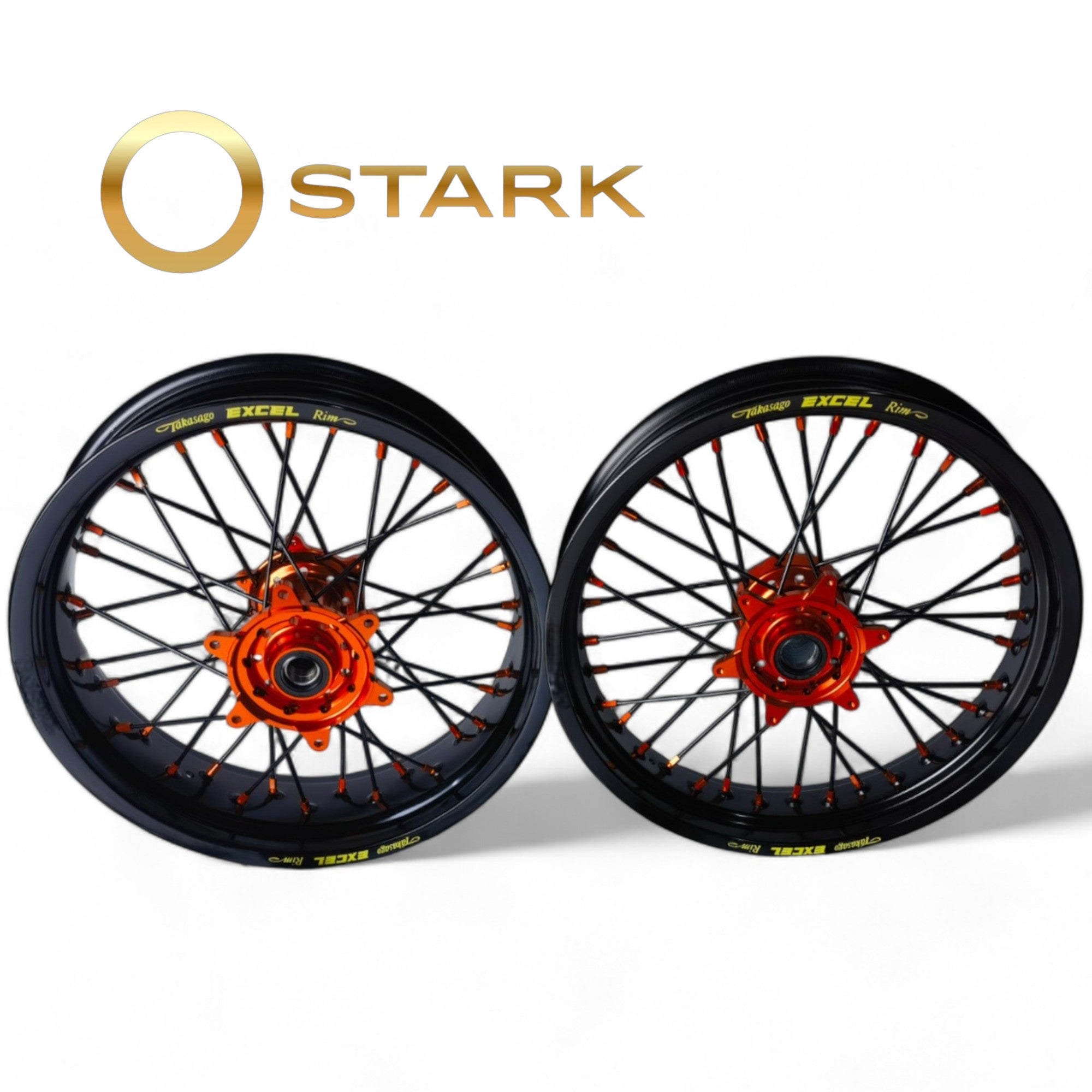Jantes Cross Enduro MXPART personnalisables noires et orange avec moyeux CNC
